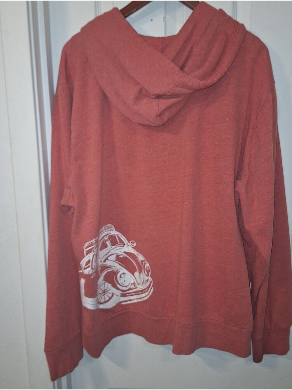 Old Navy Rust Red Hooded Sweatshirt with White VW Car Graphic XL